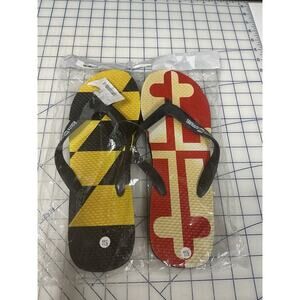 Route One Apparel MARYLAND Flag Flip Flops Mens Sz‎ 11.5 Stamped Bottoms